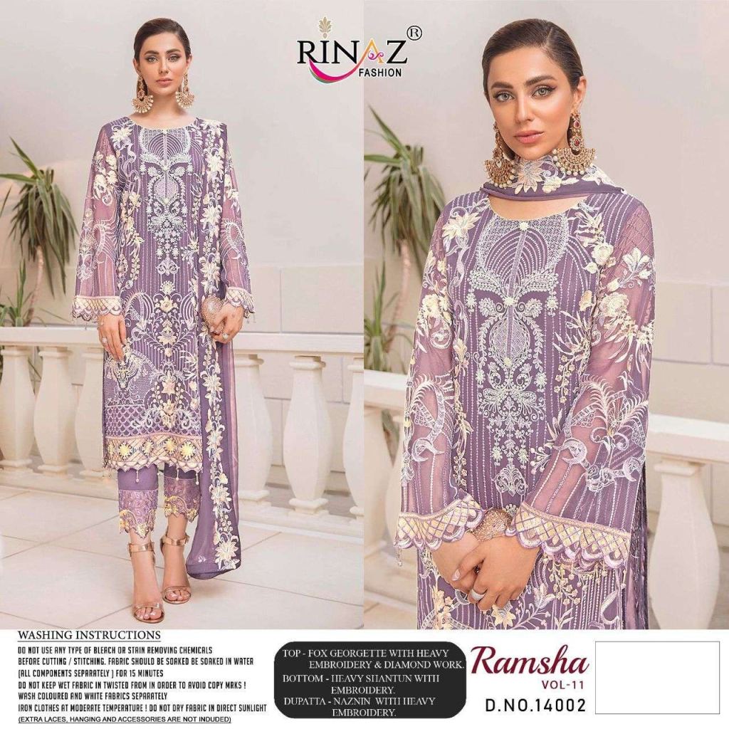 Rinaz Ramsha Vol-11 Fox Georgette With Heavy Work Pakistani Suits Catalog