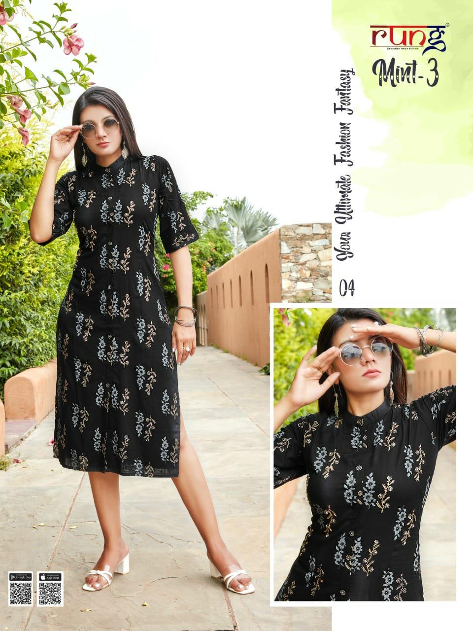 Rung Mint Vol 3 Heavy Slub Rayon Designer Kurti Catalog