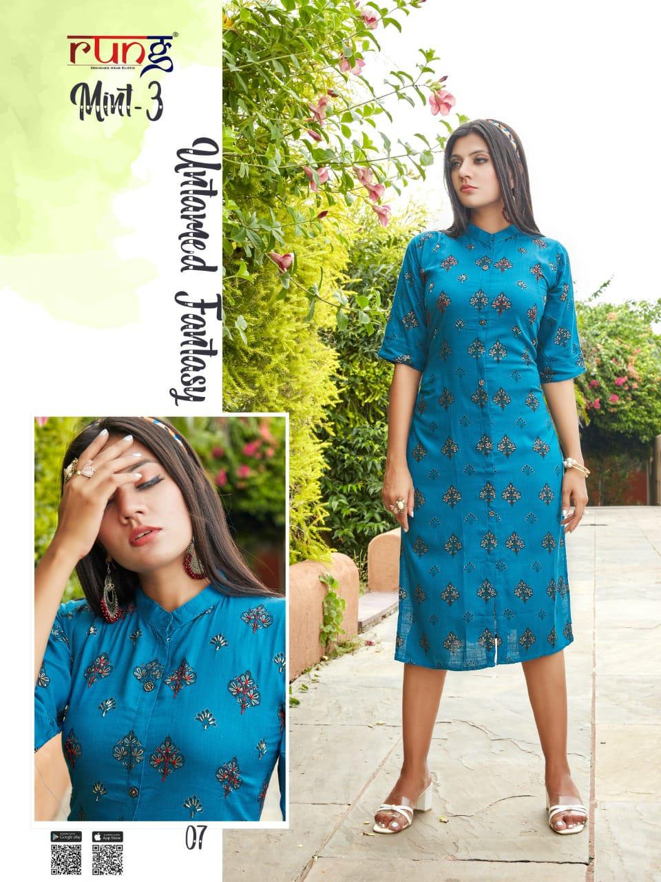 Rung Mint Vol 3 Heavy Slub Rayon Designer Kurti Catalog