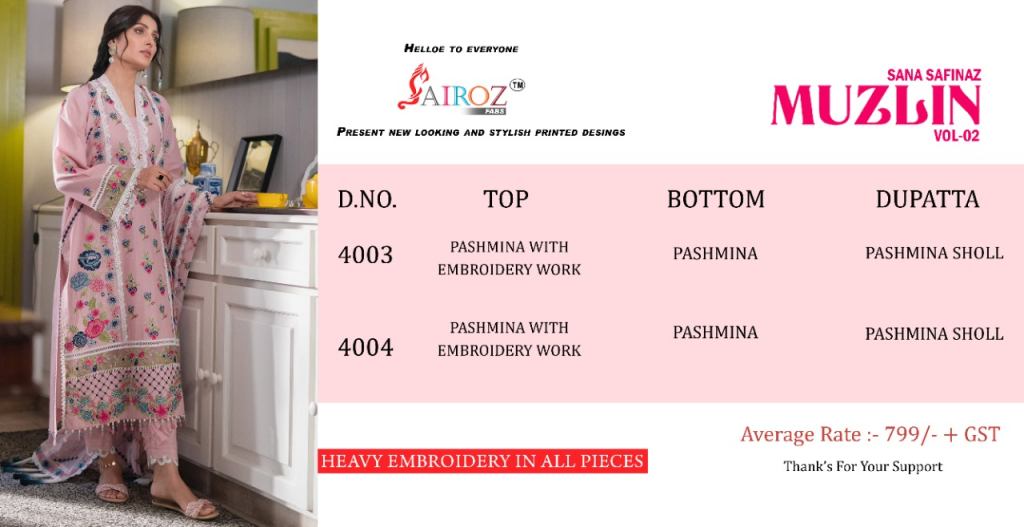 Sairoz Sana Safinaz Muzlin Vol 2 Pashmina Dress Catalog