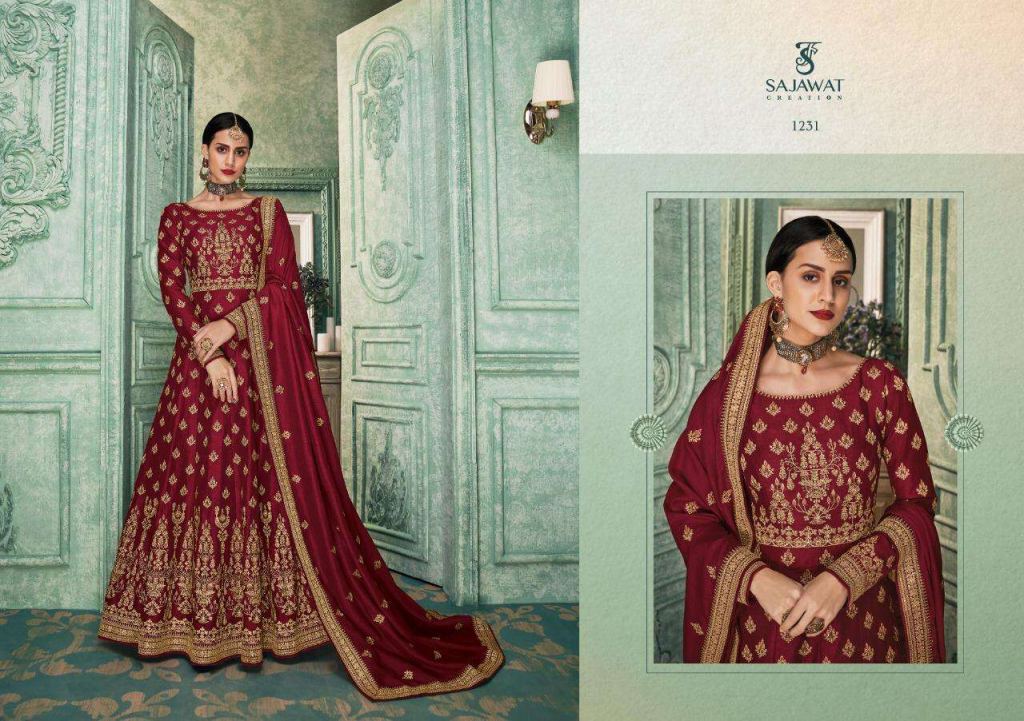 Sajawat Kalista Vol 1 Heavy Embroidered Soft Silk Readymade Anarkali Wholesale Suits Catalog