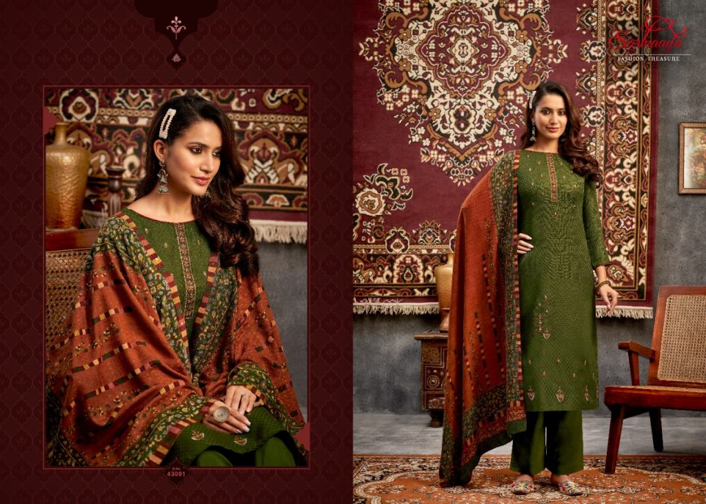Sarmaaya Jamawar Premium Pashmina Dress Material Catalog