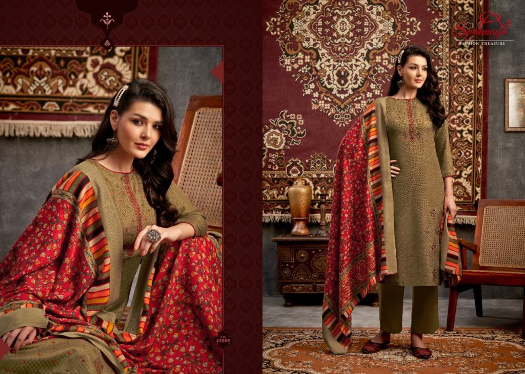 Sarmaaya Jamawar Premium Pashmina Dress Material Catalog