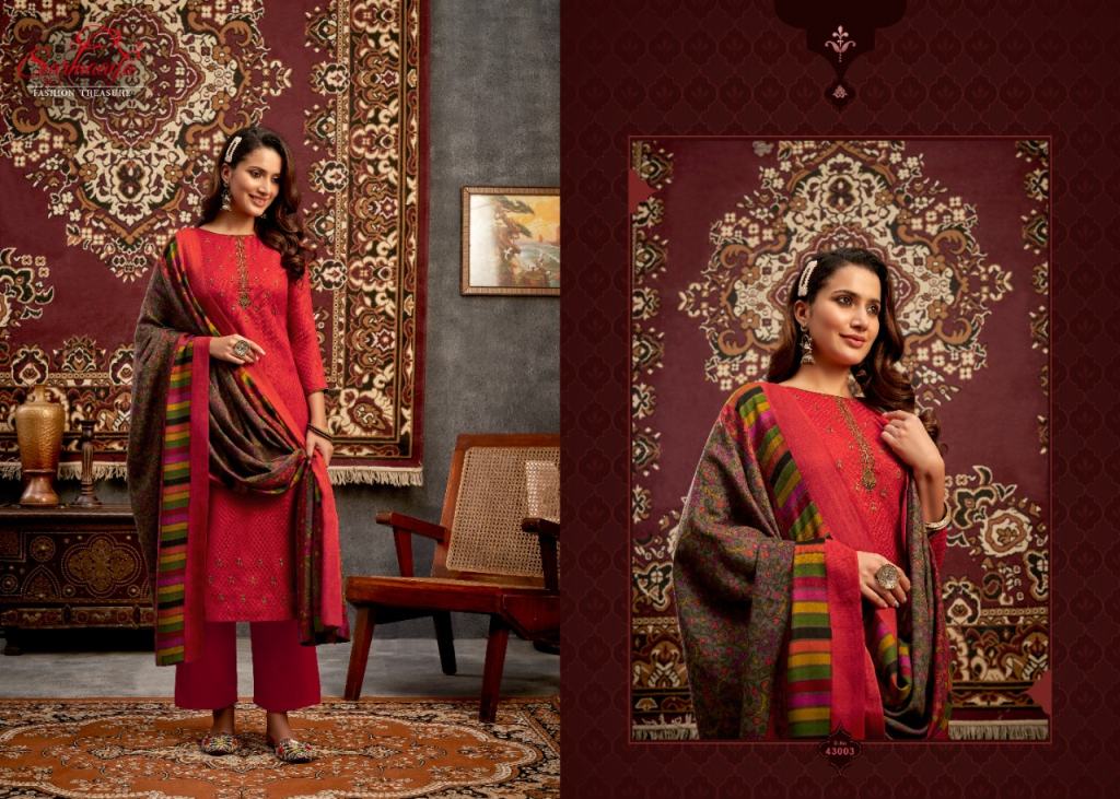 Sarmaaya Jamawar Premium Pashmina Dress Material Catalog