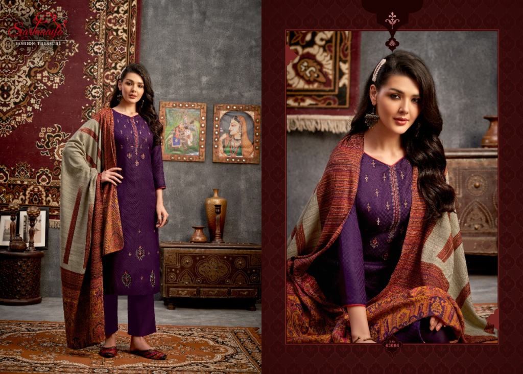 Sarmaaya Jamawar Premium Pashmina Dress Material Catalog