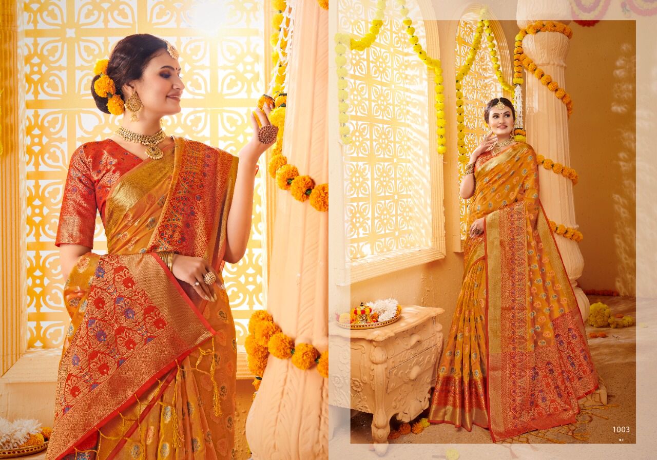 Saroj Amrapali Festive Wear Organza Silk Wholesale Saree Catalog