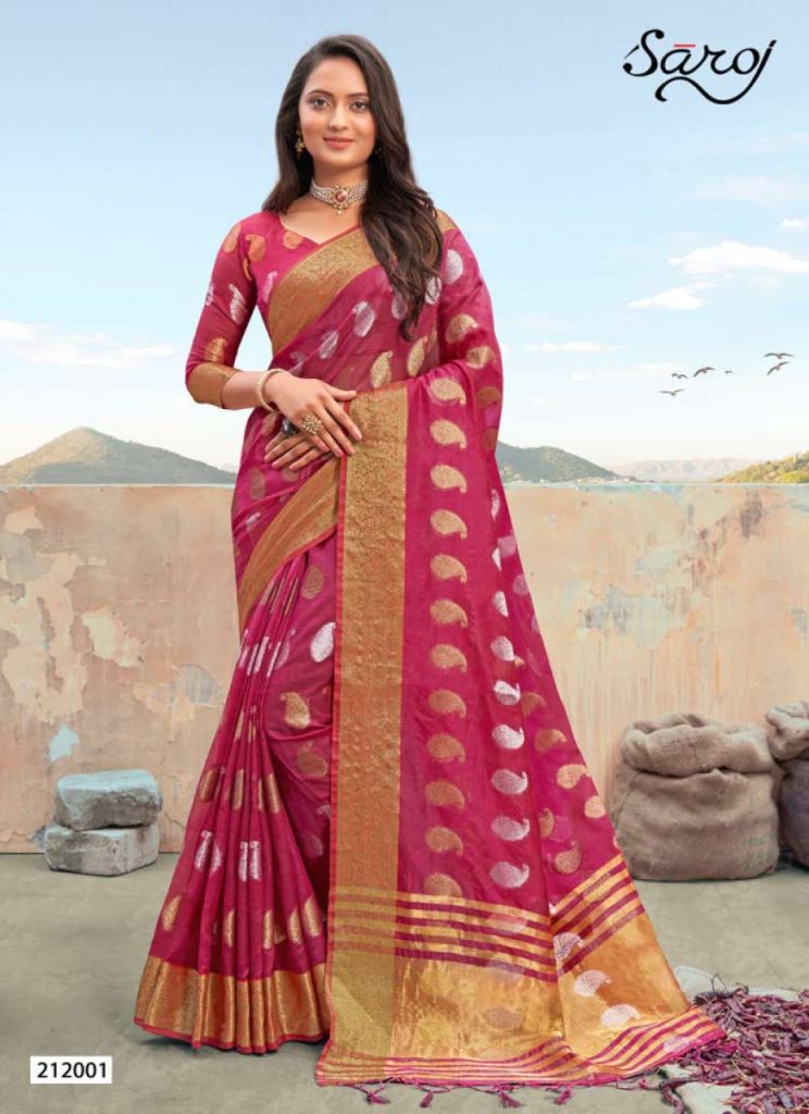 Saroj Gulaboo Fancy Wear Organza Silk Saree Catalog
