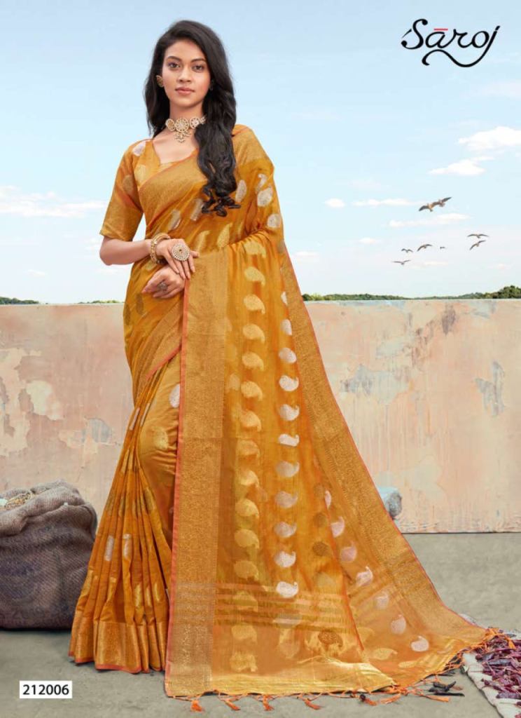 Saroj Gulaboo Fancy Wear Organza Silk Saree Catalog
