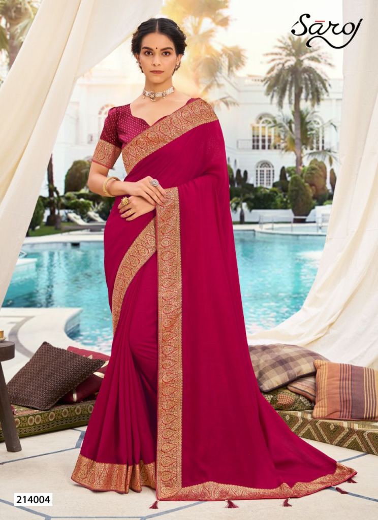 Saroj Ishita Festive Wear Vichitra Silk Sarees Catalog