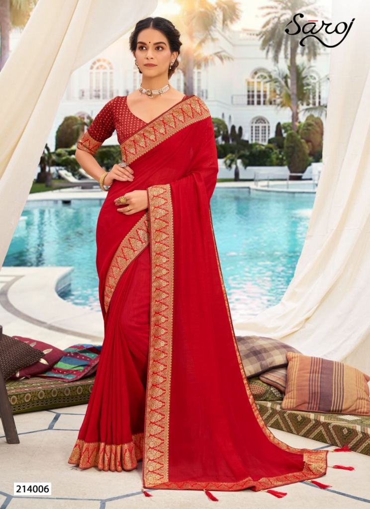 Saroj Ishita Festive Wear Vichitra Silk Sarees Catalog
