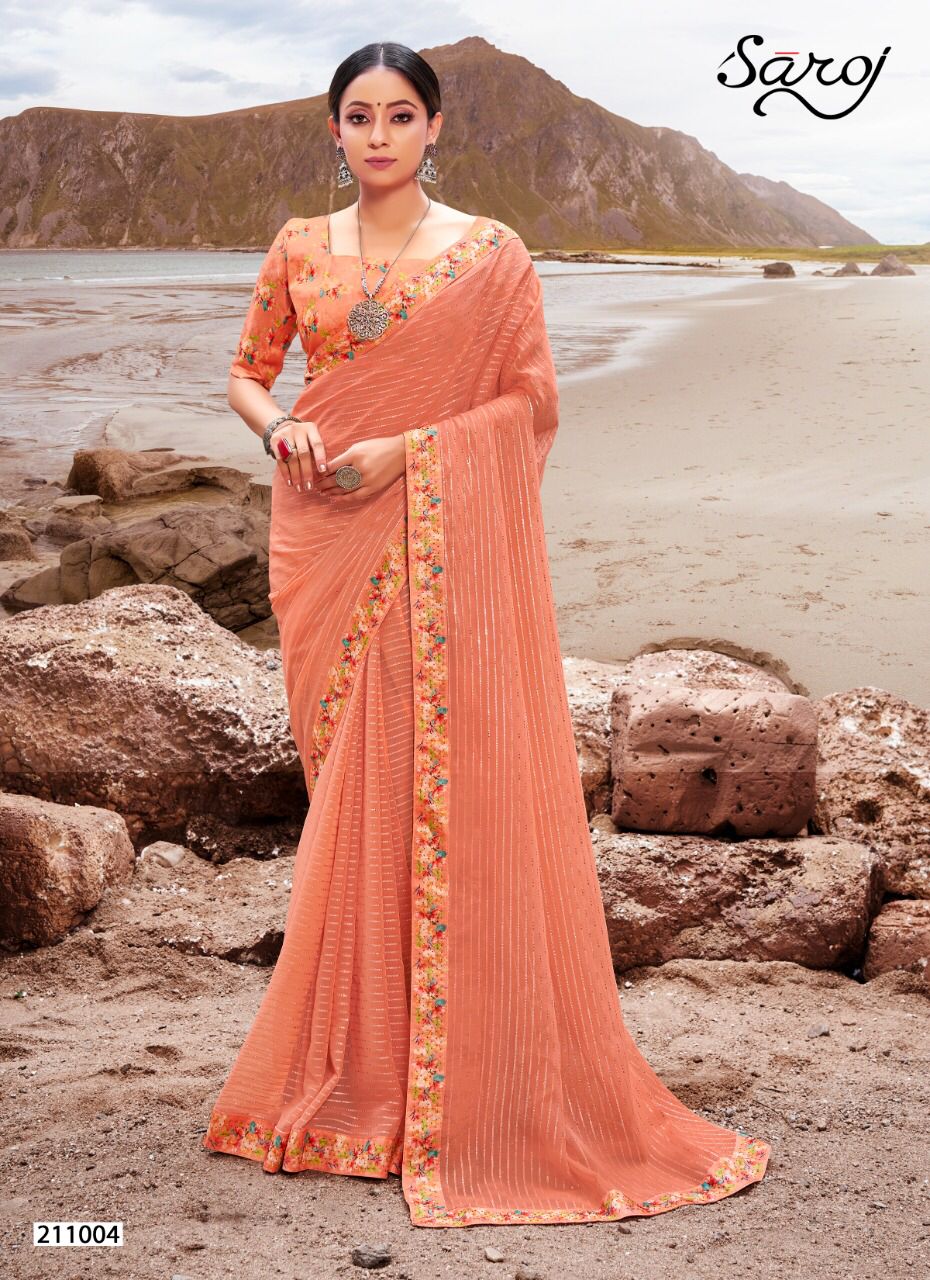 Saroj Sparkle Look Festive Wear Georgette Wear Wholesale Saree Catalog