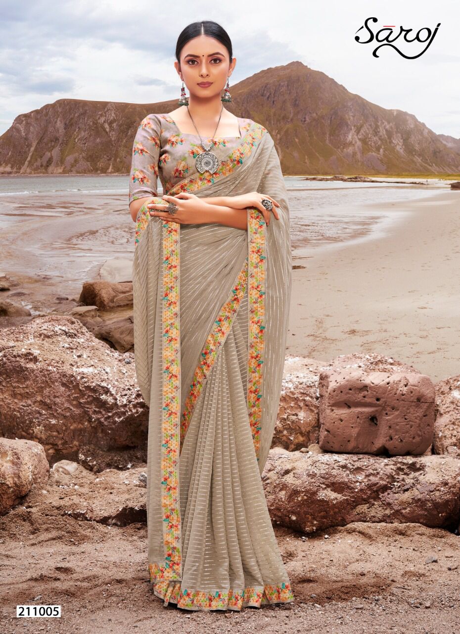 Saroj Sparkle Look Festive Wear Georgette Wear Wholesale Saree Catalog