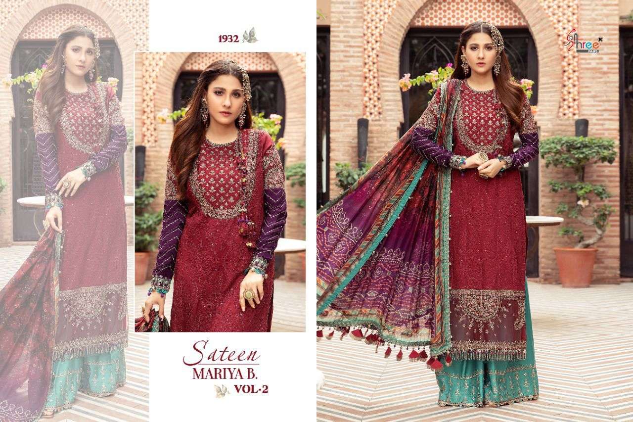 Shree Fabs Sateen Mariya B Vol 2 Self Embroidery Pakistani Suits  Catalog