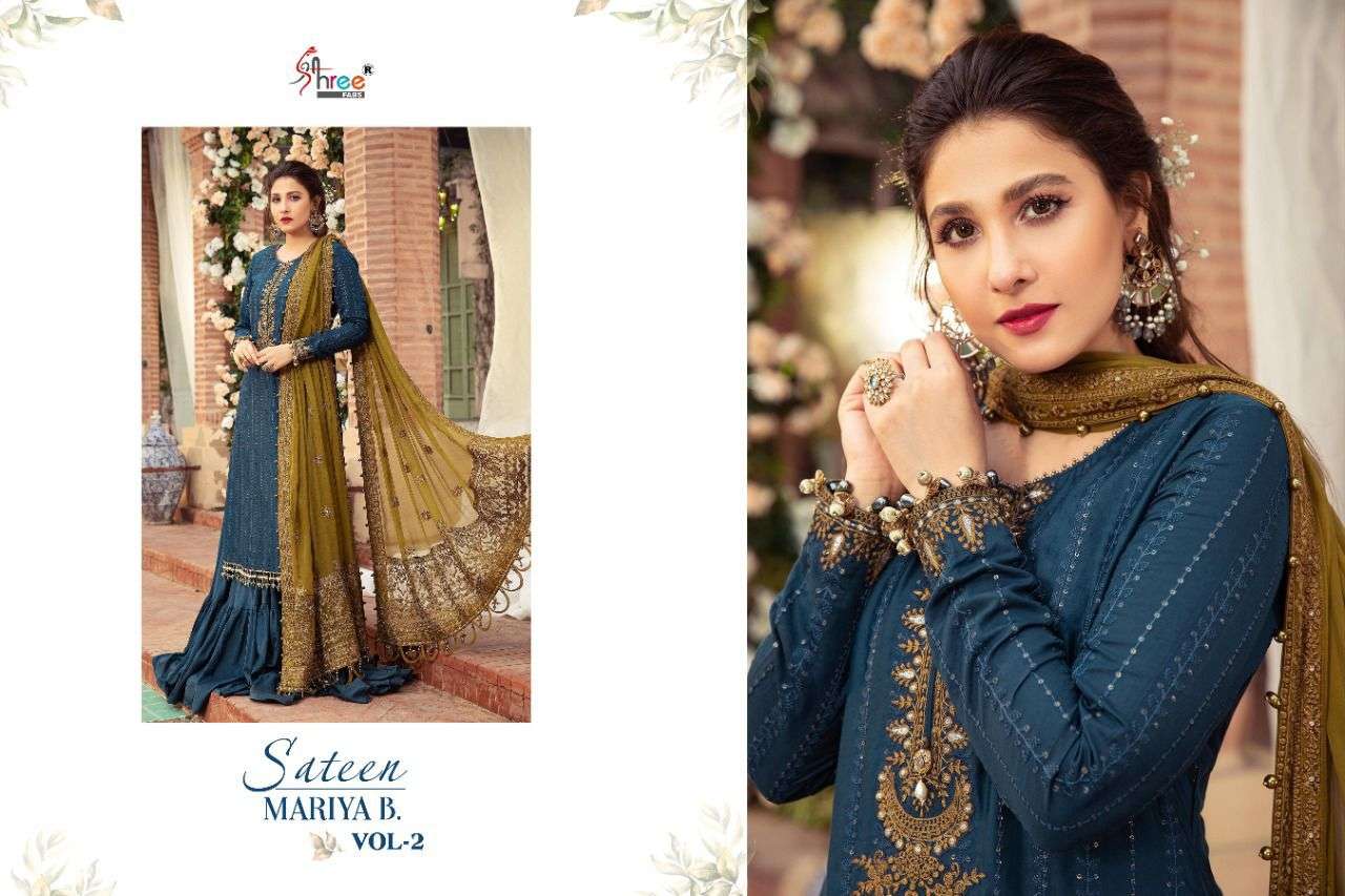 Shree Fabs Sateen Mariya B Vol 2 Self Embroidery Pakistani Suits  Catalog