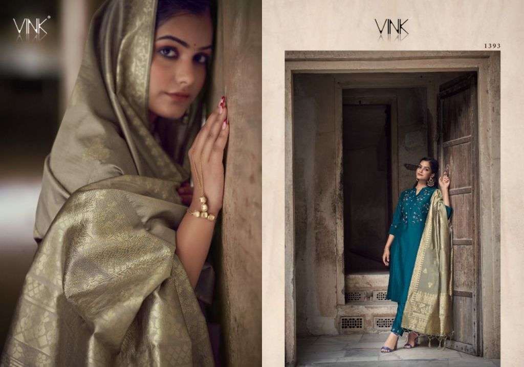 Vink Regal Silk With Hand Work Kurti With Pant Dupatta Catalog
