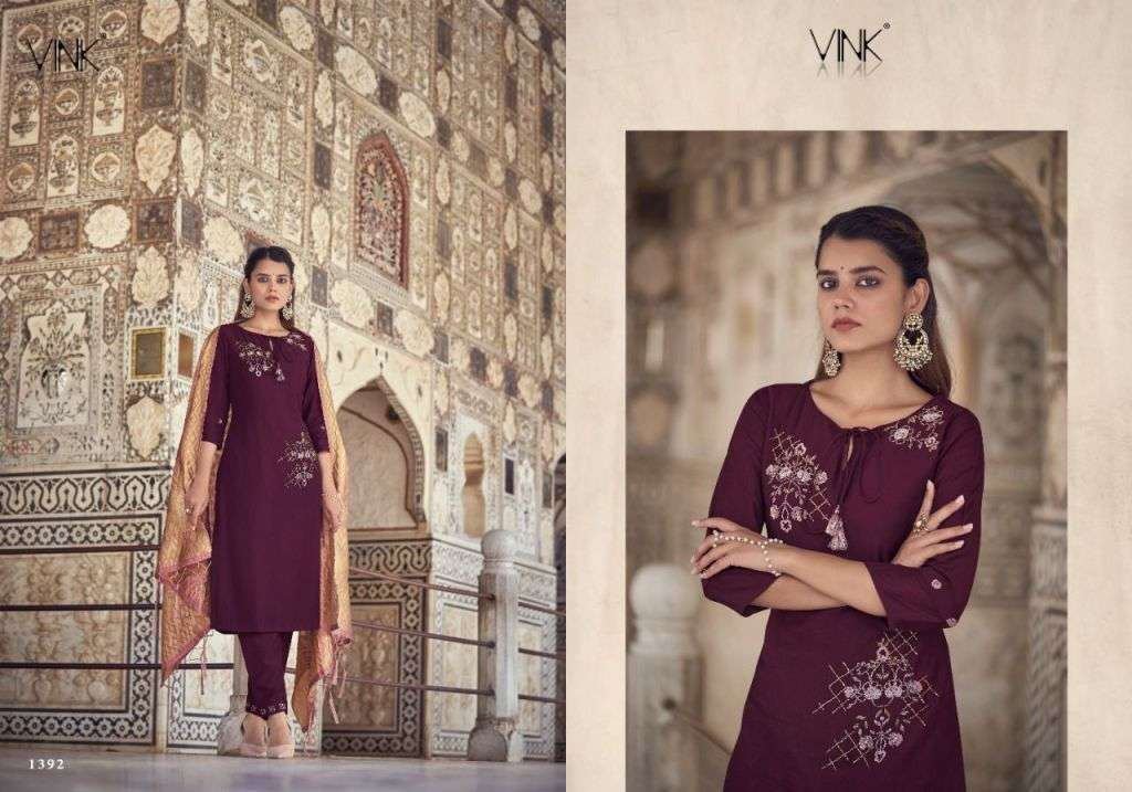 Vink Regal Silk With Hand Work Kurti With Pant Dupatta Catalog