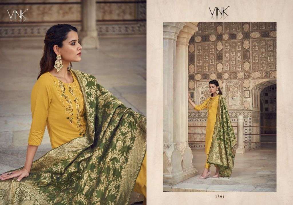 Vink Regal Silk With Hand Work Kurti With Pant Dupatta Catalog
