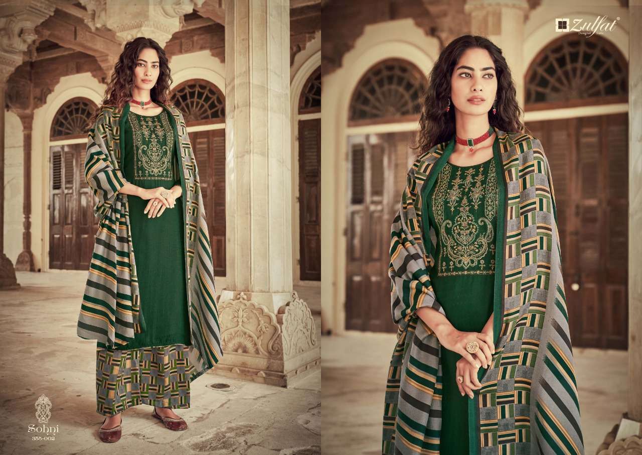 Zulfat Sohni Pure Pashmina Print Dress Material