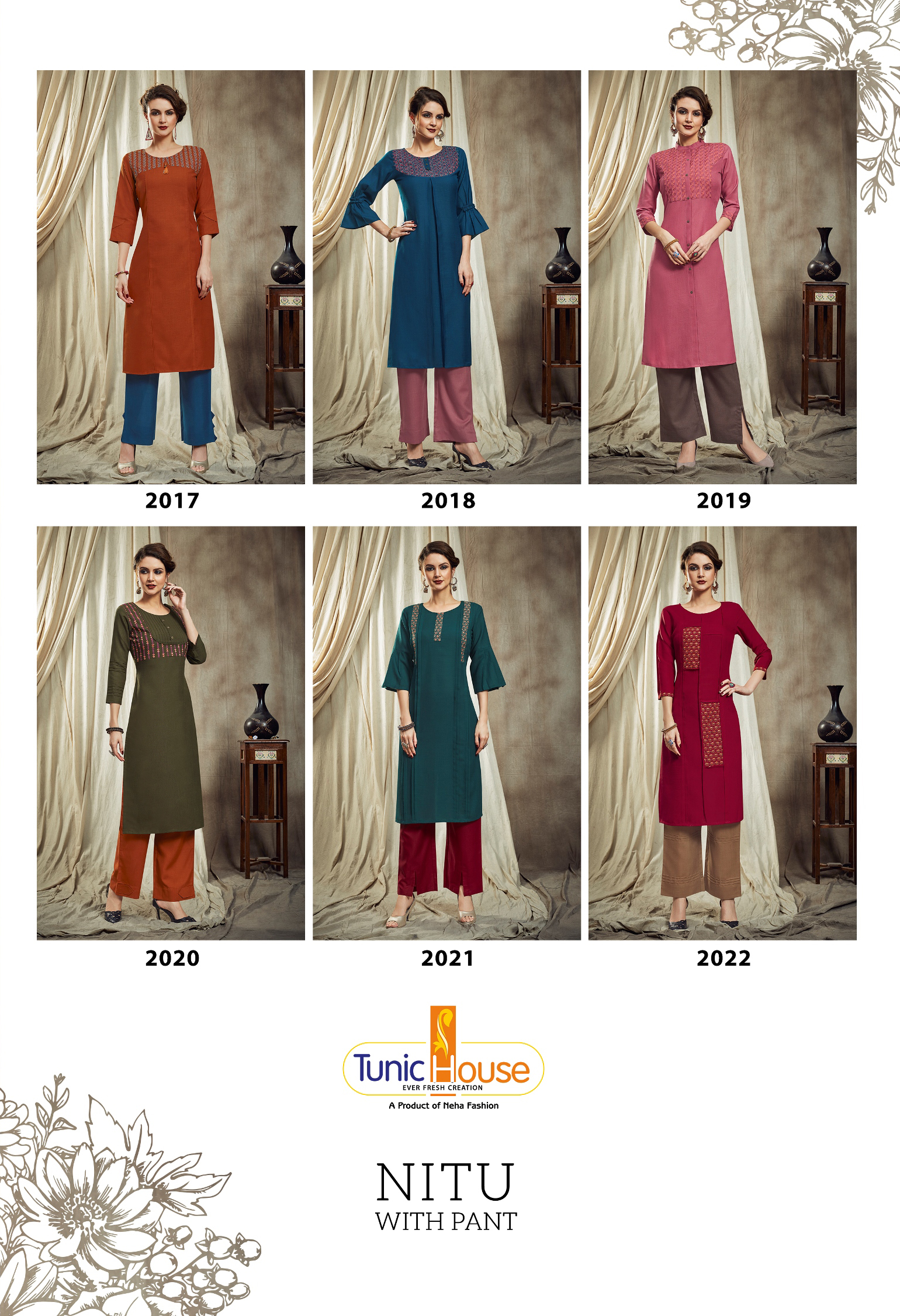 Tunic House Nitu Designer Top With Bottom Set Catalog