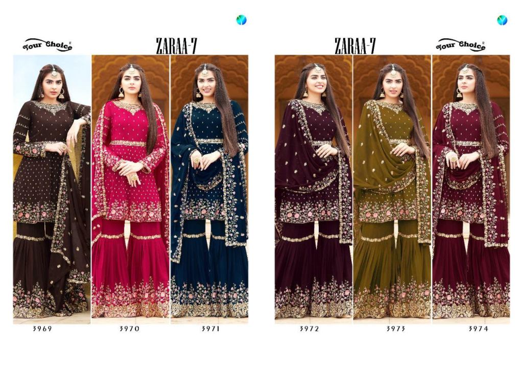 Your Choice Zaraa Vol 7 Georgette Wear Embroidery Salwar Suits Catalog