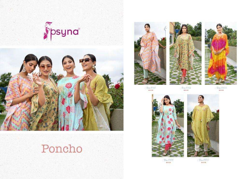 Psyna Poncho Muslin Printed Top With Bottom Catalog