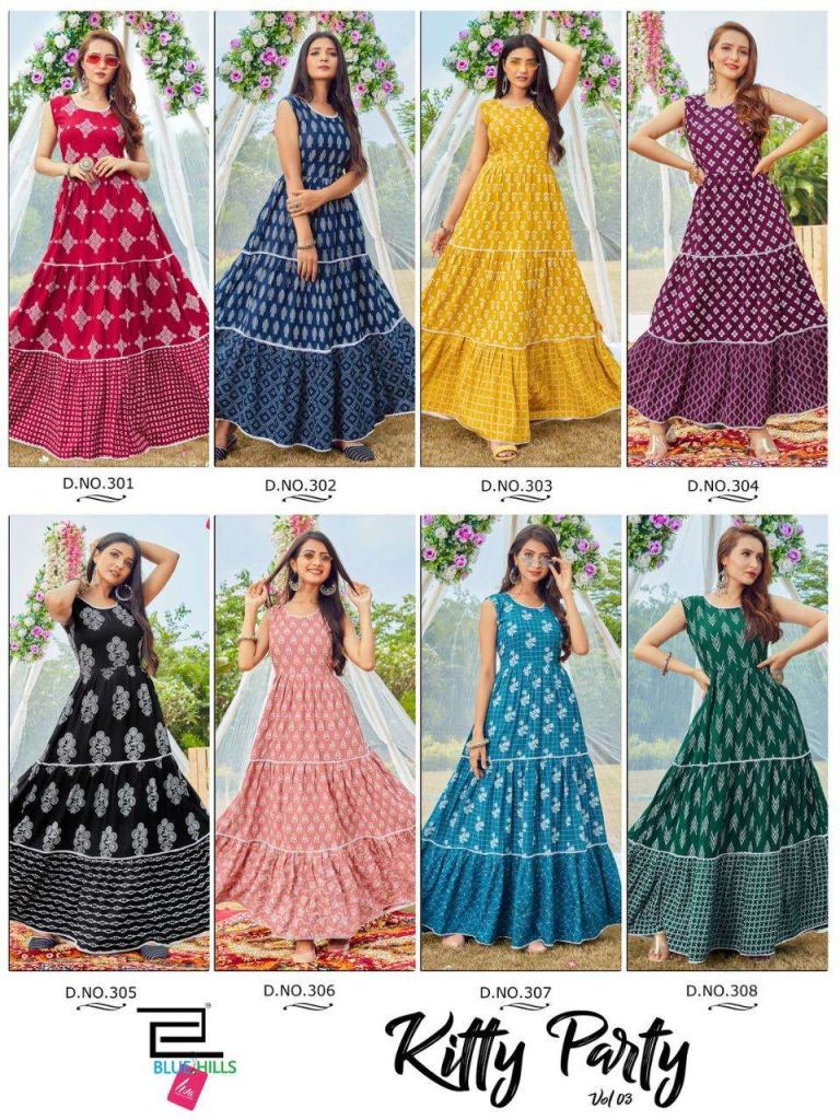 Blue Hills Kitty Party Vol 3  Long Gown Style Kurtis Catalog