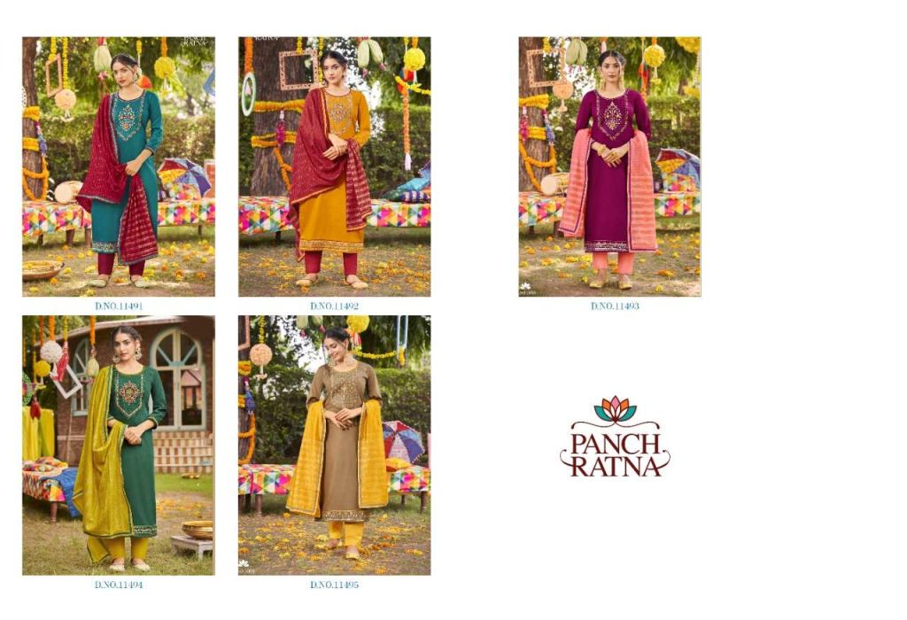 Panch Ratna Navya Jam Silk With Sequence Work Wholesale Dress Material Catalog