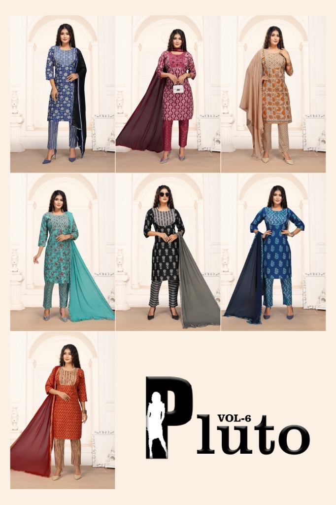 Premnath Pluto Vol 6 Designer Kurti Pant With Dupatta Catalog