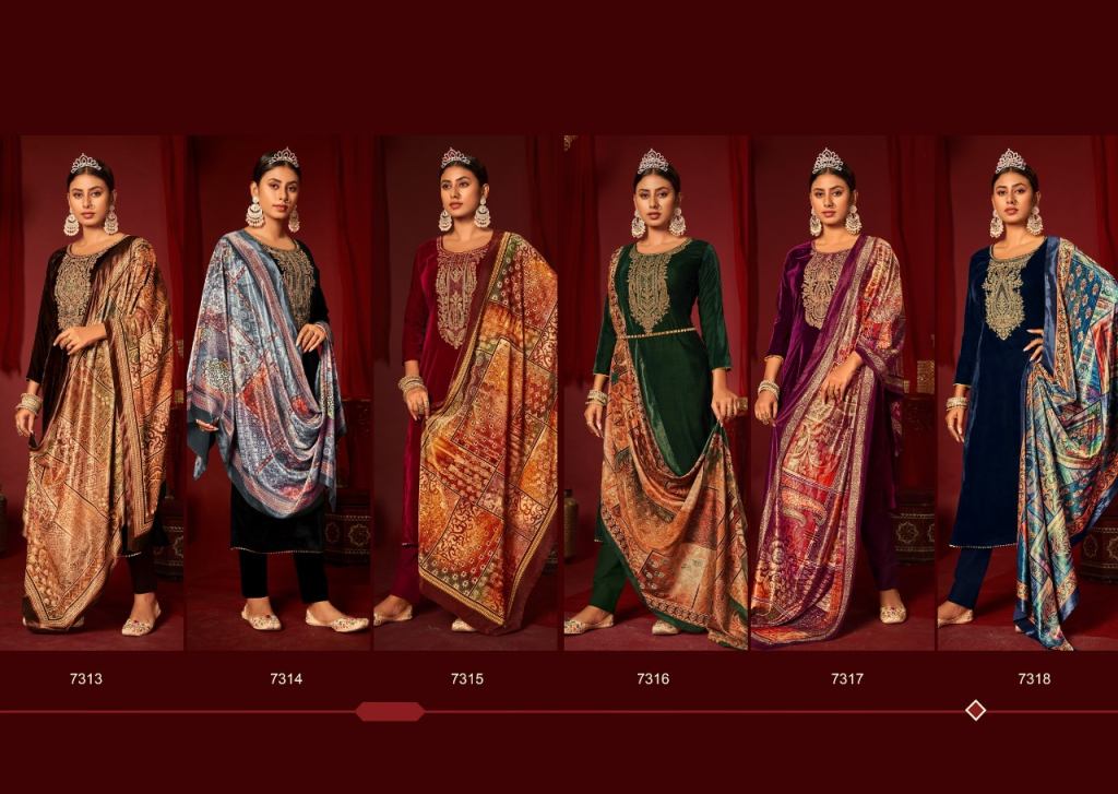 Levisha Mehreen Designer Wear Velvet Pashmina Dress Material Catalog