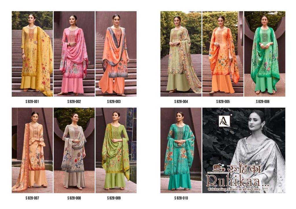Alok Ruhikaa Pure Wool Pashmina Digital Print With Work Dress Material Catalog