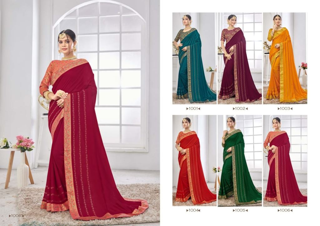 Saroj Veronica Festive Wear Vichitra Silk Saree Catalog