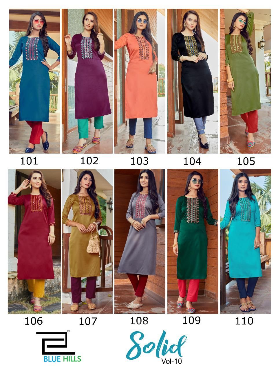 Blue Hills Solid Vol 10 Ethnic Wear Designer Kurti Catalog