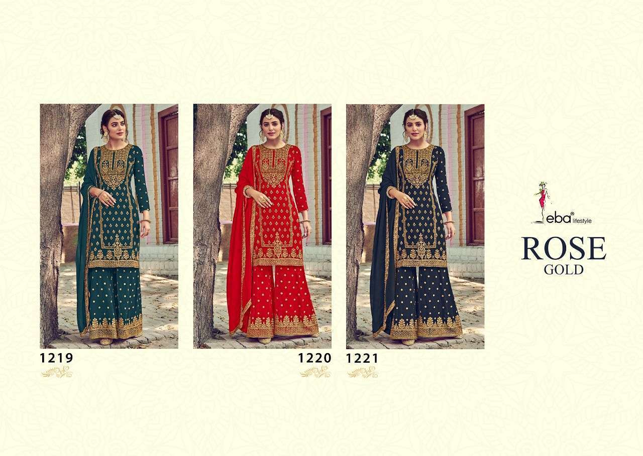 Eba Rose Gold Georgette With Embroidery Work Dress Material Catalog