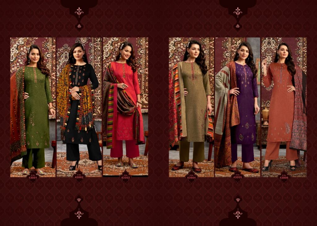 Sarmaaya Jamawar Premium Pashmina Dress Material Catalog