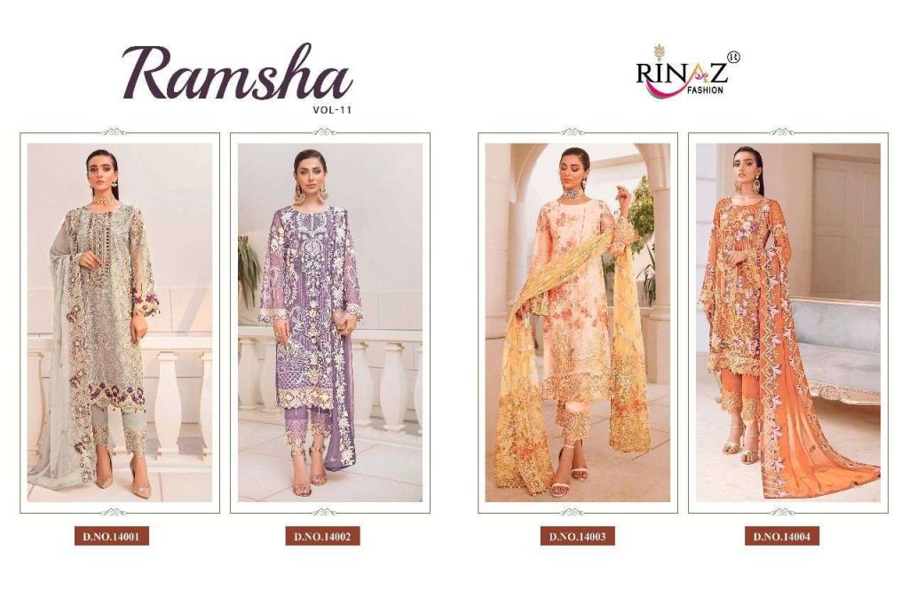 Rinaz Ramsha Vol-11 Fox Georgette With Heavy Work Pakistani Suits Catalog