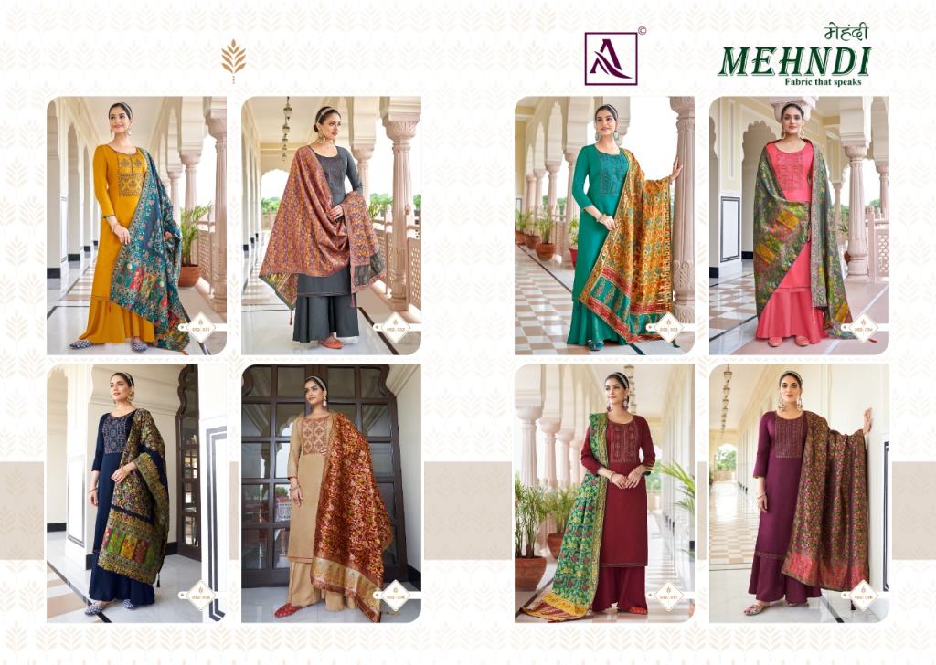 Alok Mehndi Cotton Printed Dress Material
