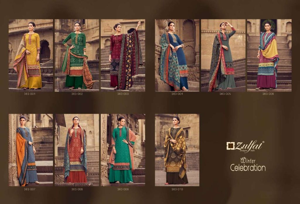 Zulfat Winter Celebration Pure Pashmina Print Dress Material Catalog