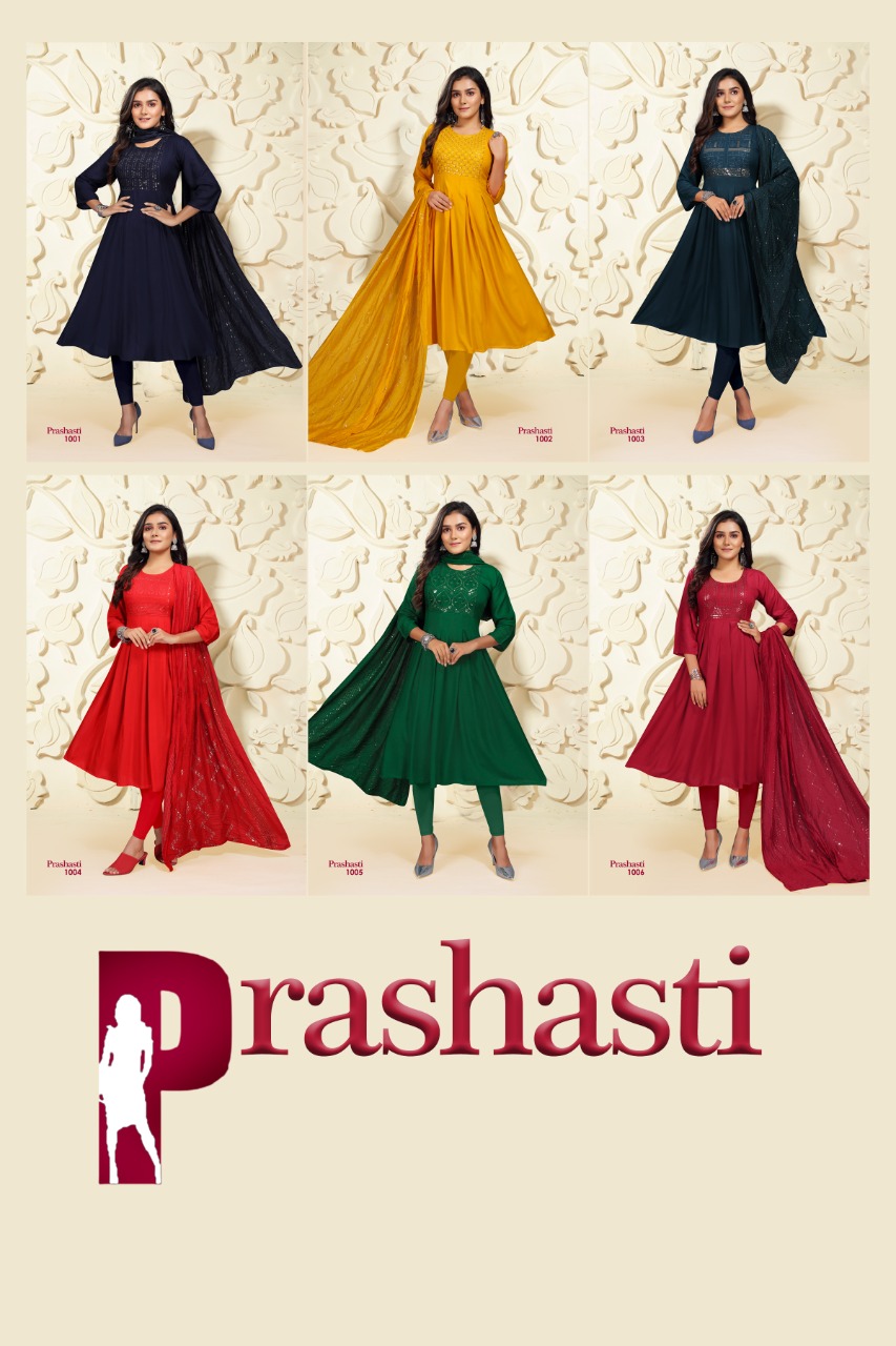 Premnath Prashashti Vol 5 Ethnic Wear Sequence Anarkali Long Kurti With Dupatta Catalog