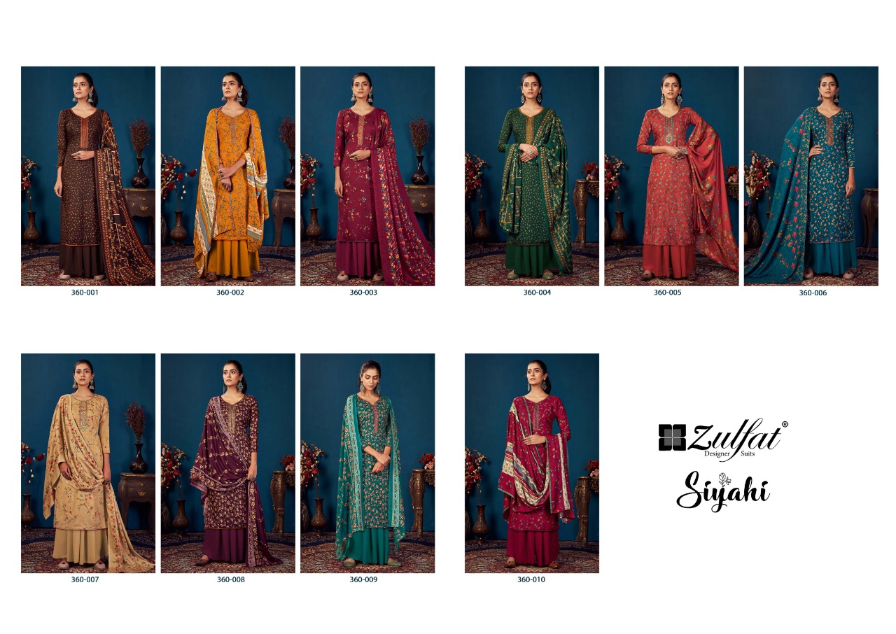 Zulfat Siyahi Vol 4 Winter Wear Pashmina Dress Material Catalog