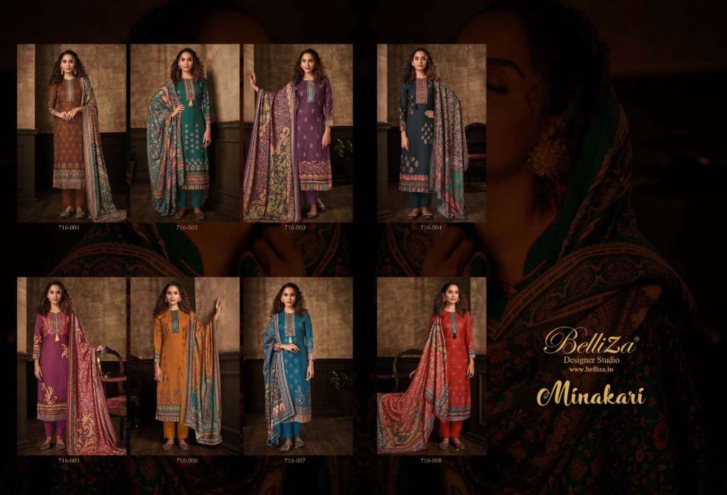 Belliza Minakari Pure Pashmina With Exclusive Digital Prints Dress Material Catalog
