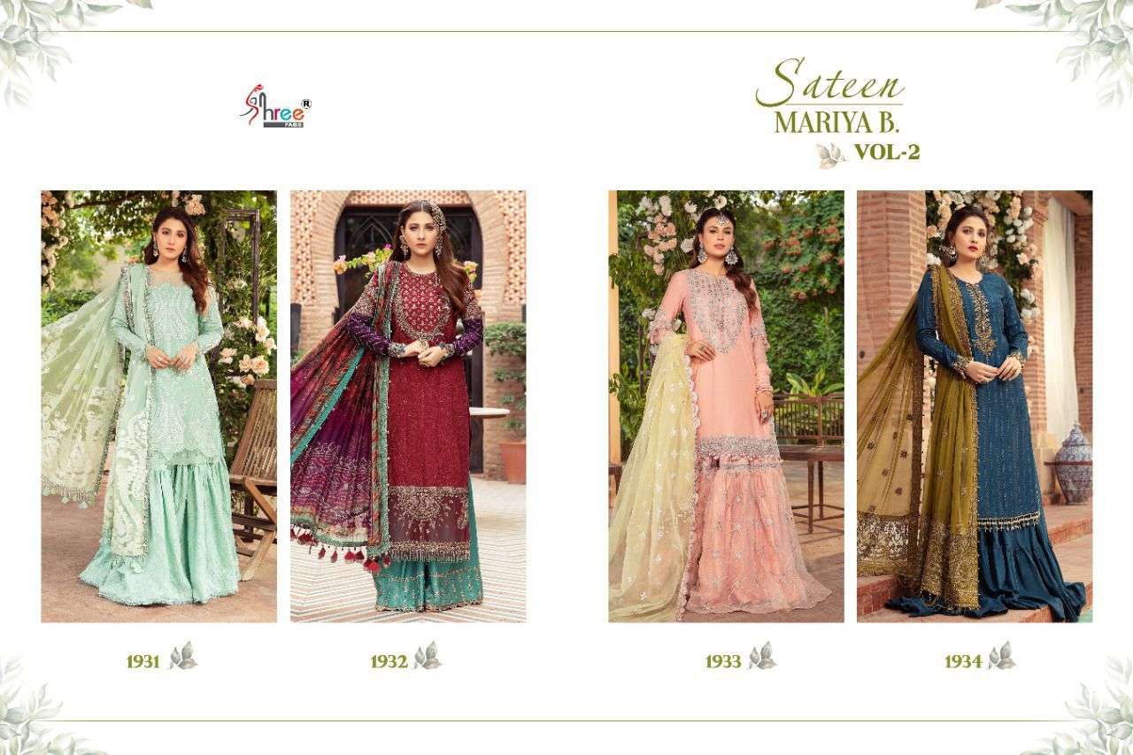 Shree Fabs Sateen Mariya B Vol 2 Self Embroidery Pakistani Suits  Catalog