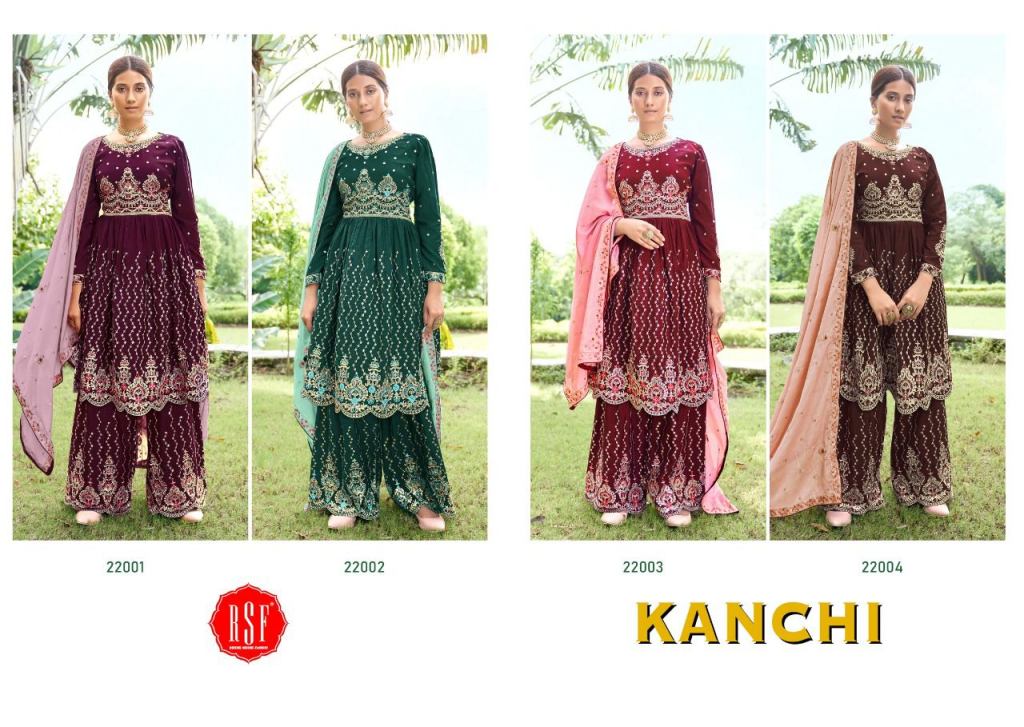 Rsf Kanchi Peplum Chinon Silk Embroidery Worked Semi Stitched Wholesale Salwar Suit Catalog