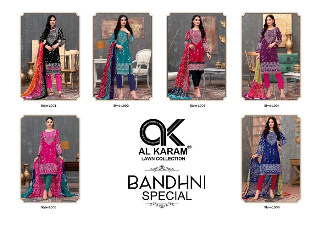 Al Karam Bandhani Special Karachi Cotton Dress Material Catalog
