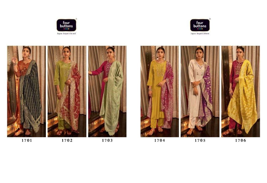 Four Buttons Bandhani Vol 3 Pure Viscose Silk Kurtis With Bottom And Dupatta Catalog
