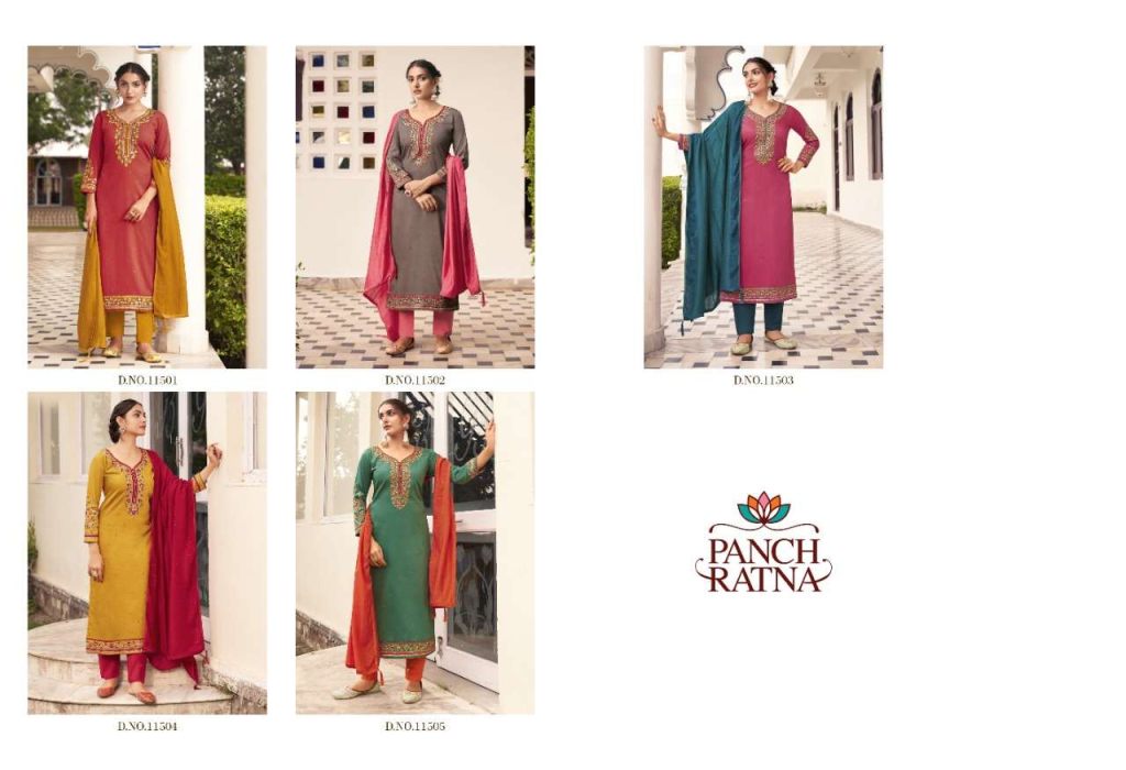Panch Ratna Floral Designer Dress Material Catalog
