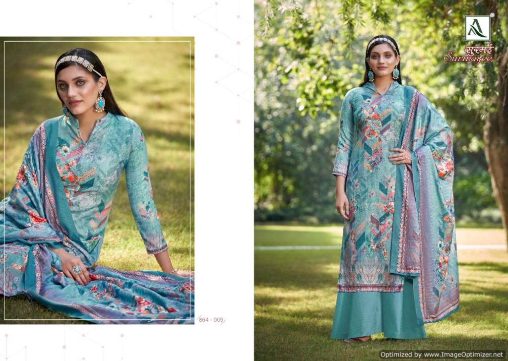 Alok Surmayee Digital Printed Wool Pashmina Dress Material