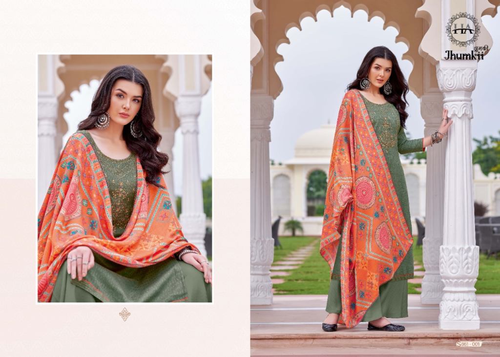 Harshit Jhumkii Winter Wear Pure Wool Pashmina Catalog