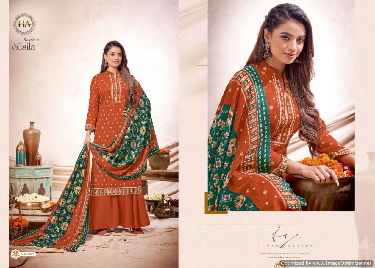Harshit Silsila Winter Wear Wool Pashmina Drees Material Catalog