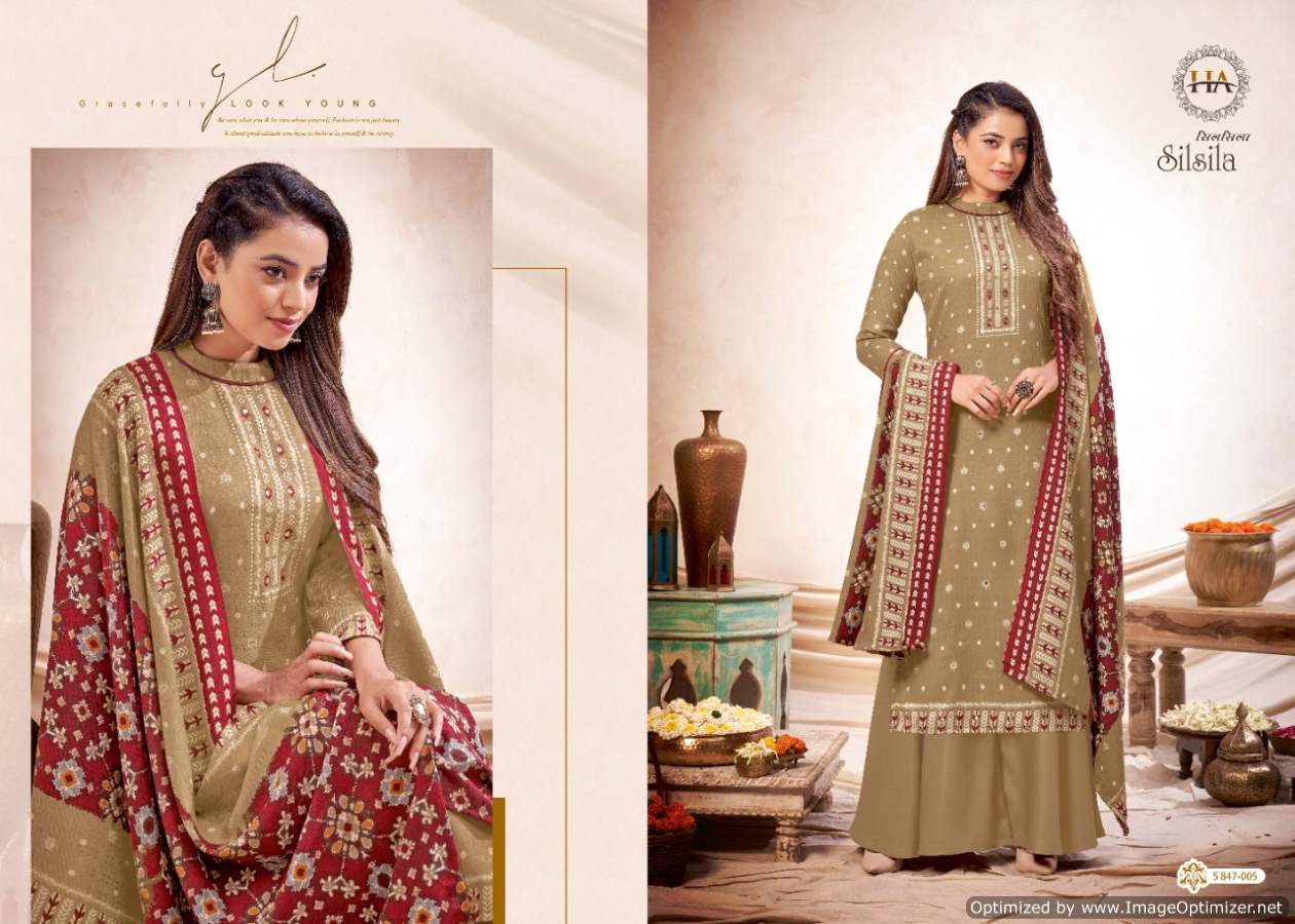 Harshit Silsila Winter Wear Wool Pashmina Drees Material Catalog