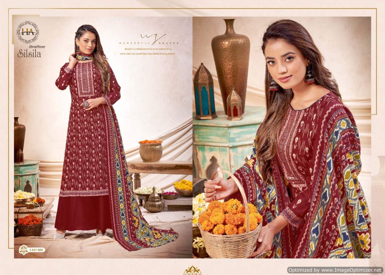Harshit Silsila Winter Wear Wool Pashmina Drees Material Catalog